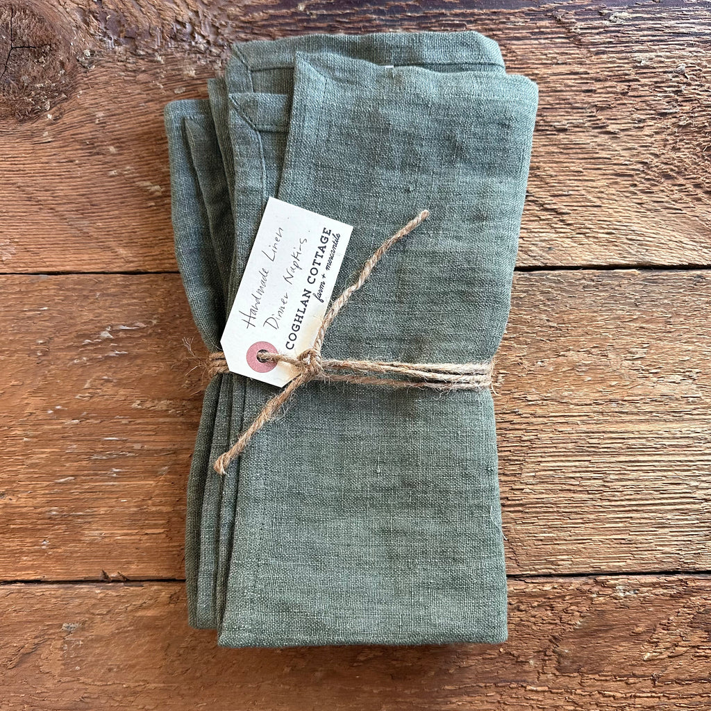 100 percent linen dinner napkins forest green set of two for sale canada